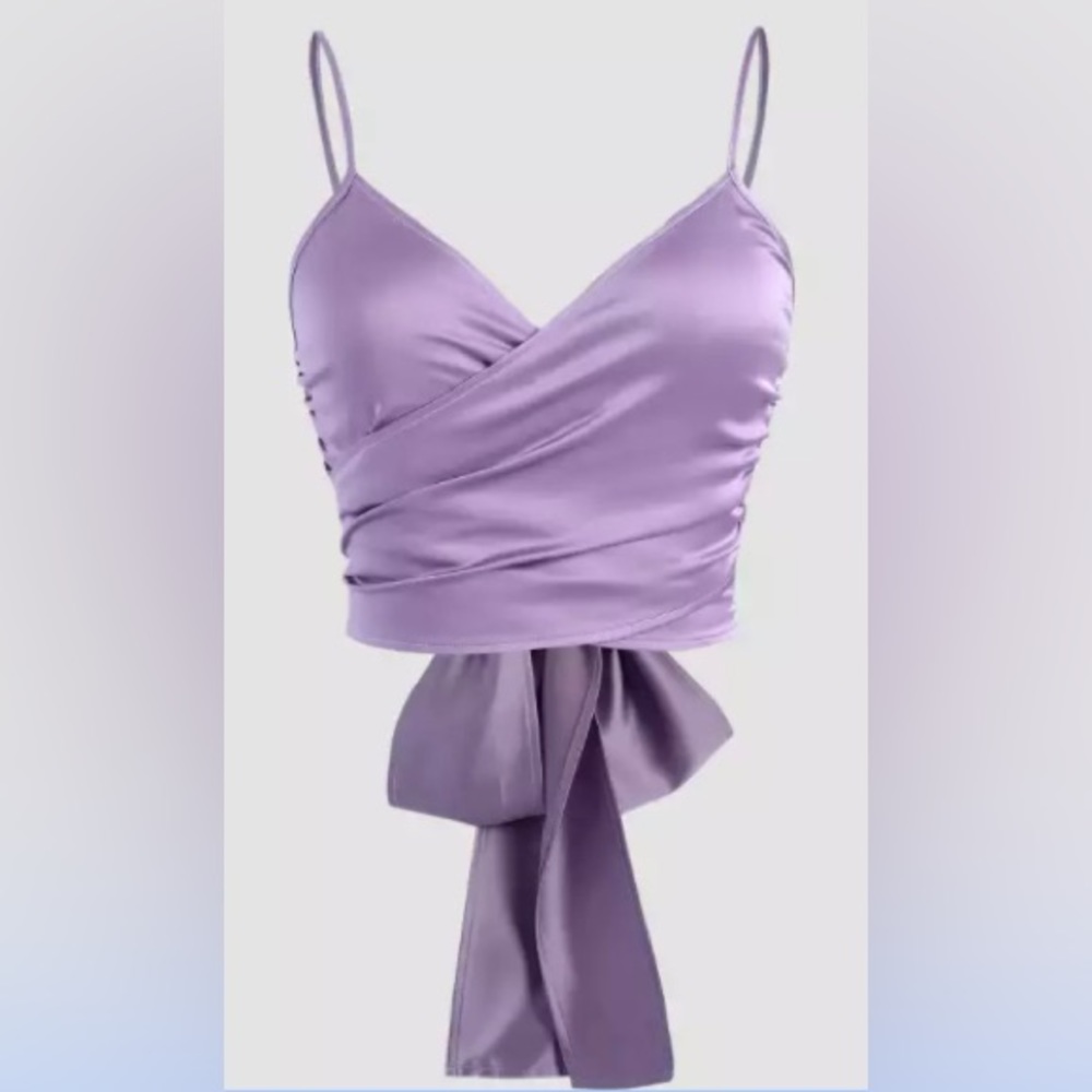 Purple Cross Wrap Top